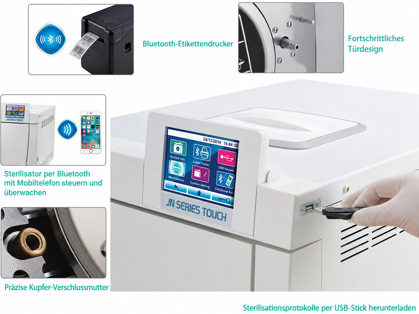 Getidy® JN-23/29/45 Dental Autoclave Sterilizer Class B 23L/29L/45L with Printer Getidy® JN-23/29/45 Dental Autoclave Sterilizer Class B 23L/29L/45L with Printer